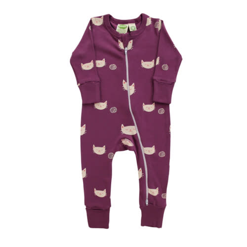 Organic Signature Print '2-Way' Zip Romper - Long Sleeve