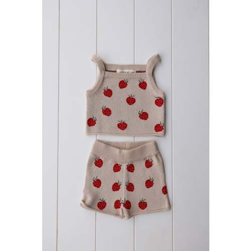 Spring Knit Strawberry Two Piece Set 3-6 Month