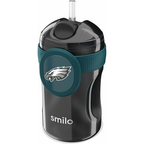 Smilo Straw Cup - Philadelphia Eagles Officially Licensed NFL Sippy Cup - Baby and Toddler Cup with Weighted Silicone Straw and 8.5 oz Capacity - BPA-Free