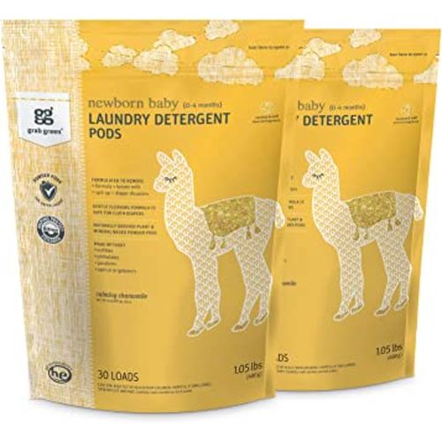 Grab Green Newborn Baby Laundry Detergent Pods, 60 Count, Calming Chamomile Scent, Plant and Mineral Based, Formulated to Tackle Newborn (0-4 Months) Laundry Stains