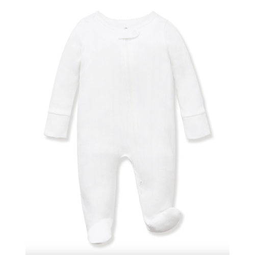 Baby's Pointelle Footie Romper in Blue Floral
