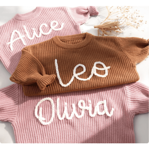 Hand Embroidery Sweaters, Custom Toddler Sweaters, Knit Sweater, Baby Jumper, Gifts for Daughters, Nursery Gifts, Baby Girl