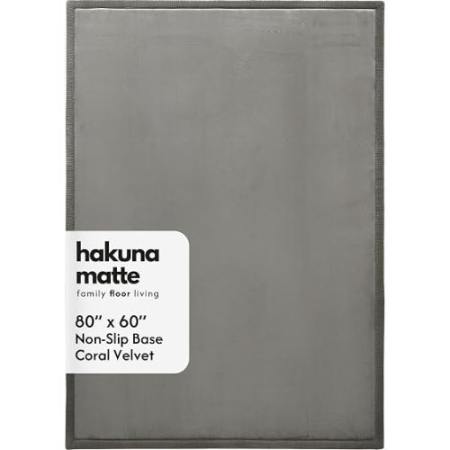 Hakuna Matte CloudSoft Baby Play Mat 60"x80" - Non-Slip Foam Rug, Dark Gray