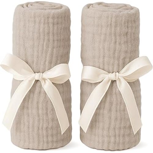 Newton Baby Fitted Sheets for Bassinet & Bedside Sleeper, Essential Bassinet (2-Pack) - Ultra-Breathable, Washable and Ultra-Soft, 100% Muslin, 19" x 35" - Sandstone