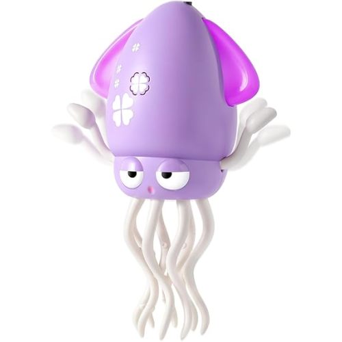 Dancing Octopus Baby Toy, Electric Crawling Octopus Tummy Time Toy, Rechargeable Magic Dancing Music Squid for 3 4 5 6 Year Old Kids Boy Girl Birthday Gifts, Funny Squid for Office Desk Decor (Purple)
