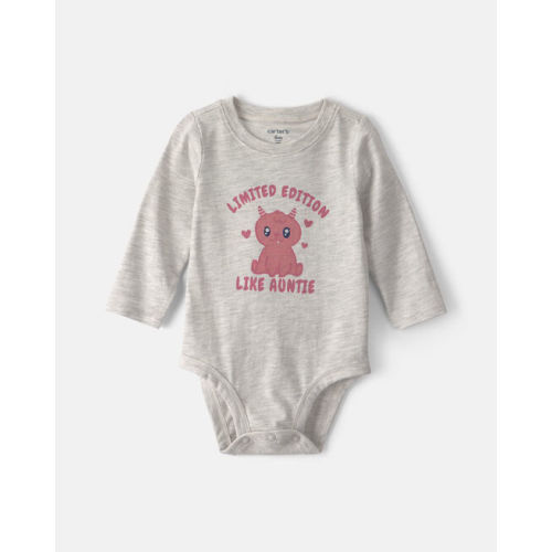 Baby Girl 'Limited Edition Like Auntie' Long-Sleeve Graphic Bodysuit - Grey | Carter's