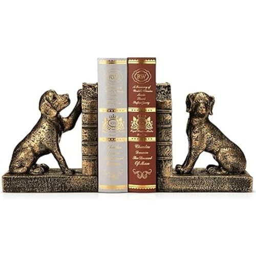 Tatuo 2 Pcs Rabbit Bookends for Shelves, Vintage Book Ends for Heavy Books