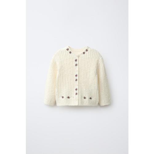EMBROIDERED FLORAL CARDIGAN - Ecru | ZARA United States