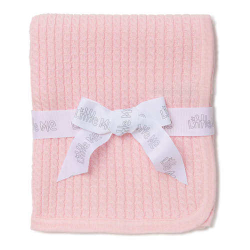 Pink Cable Knit Receiving Blanket