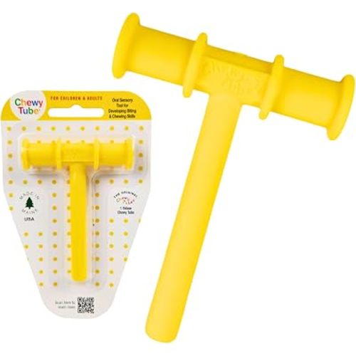 Chewy Tubes – Original Oral Motor Chewing Tool for Practicing Biting and Chewing Skills [Yellow, 3/8" Diameter] | Made in USA | Non-Toxic | Invented by Pediatric SLP