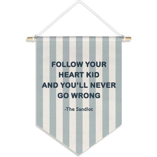 Vinatge Sports Baseball Nursery Classroom Kids Boys Playroom Decor, Inspirational Motivational Baseball Wall Decor Pennant for Baby Boy Girl Toddler Room Bedroom, Light Blue Stripe Pennants & Banners 15x11in