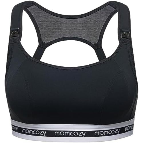 Momcozy Nursing Bras for Breastfeeding, FB011 Low-Impact Nursing Sports Bra Support Maternity Pregnancy Padded Wireless Bra