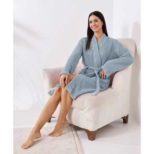 Organic Cotton Unisex Waffle Robe, Pure Cotton Bathrobe, Waffle Robe Bridesmaid, %100 Turkish Handmade Robe