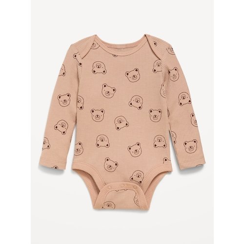 Printed Long-Sleeve Ribbed Bodysuit for Baby
