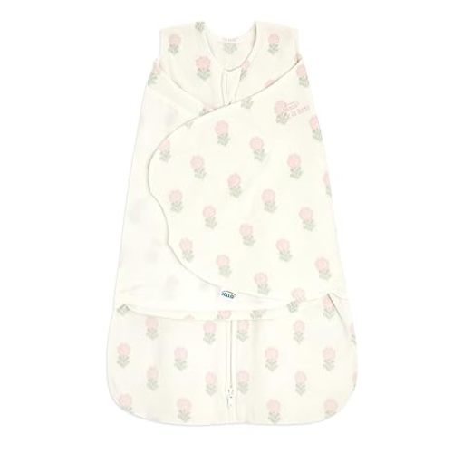 HALO Micro-Fleece Sleepsack Swaddle, 3-Way Adjustable Wearable Blanket, TOG 3.0, Block Flower, Small, 3-6 Months