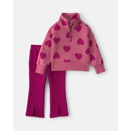 Baby Girl 2-Piece Heart Fleece Layering Set - Red/Pink | Carter's