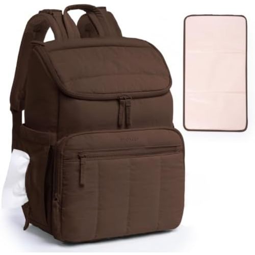 Puffy Diaper Bag Backpack for Mom, Large Quilted Baby Backpack