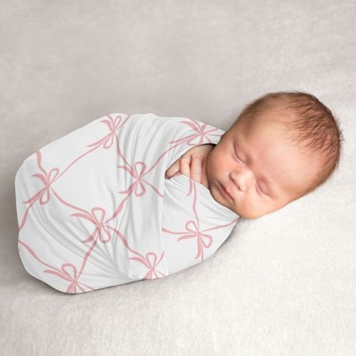 Sweet Jojo Designs Girl Swaddle Baby Blanket Ballerina and Ballet Bows Pink and White