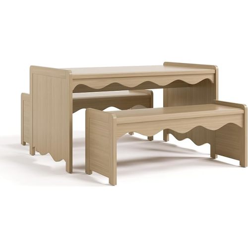 Storkcraft Casablanca Montessori Indoor Kids Table & Bench Set, Driftwood | Premium Kids Activity Table and Bench Set, Toddler Furniture for Crafts and Snack Time, Durable & Easy-to-Clean Surface