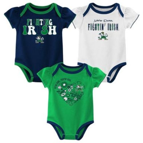 NCAA Notre Dame Fighting Irish Infant Girls' 3pk Bodysuit - 3-6M: Team Logo Sports Apparel