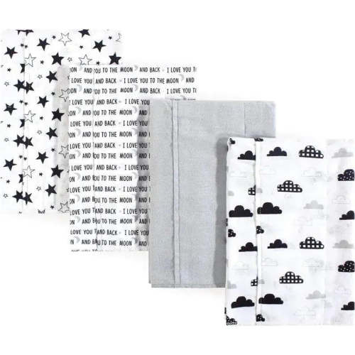 Baby Vision - Hudson Baby Unisex Baby Cotton Flannel Burp Cloths, Moon and Back