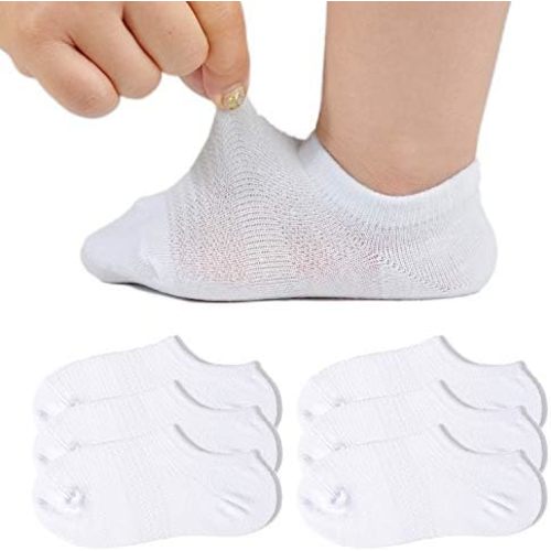 JORMATT Toddler Little Girls Boys No Show Socks Cotton Anti Slip Low Cut Socks With Grips 6 Pairs