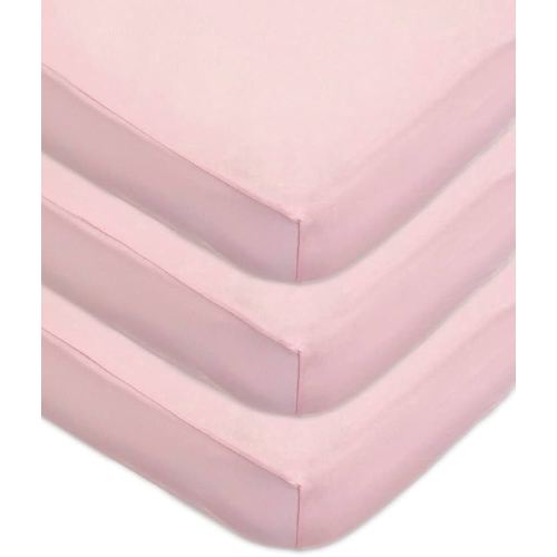 American Baby Company 3 Pack 100% Natural Cotton Fitted Crib Sheets 52" x 28" - Soft, Breathable, Hypoallergenic & Gentle Toddler Bed Sheets, Pink, Neutral for Boys & Girls