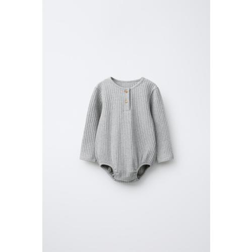 SOFT TOUCH RIBBED BODYSUIT - Gray | ZARA United States