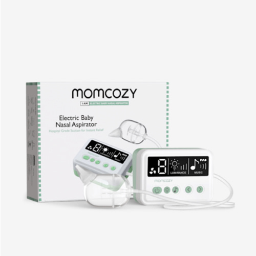 Momcozy Nasal Aspirator for Baby, 【Hospital-Grade】 70 KPa Strong Suction & 9 Suction Levels Nose Sucker, Electric Nose Cleaner for Toddler & Newborn, Soothe Light & Lullabies, BPA Free Silicone Tips