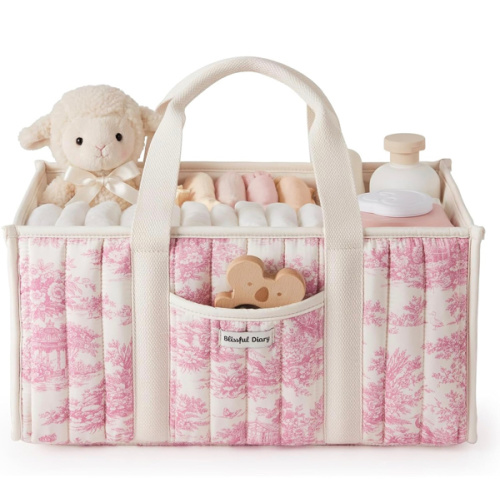 Amazon.com: Blissful Diary Toile Diaper Caddy Organizer, Baby Diaper Basket, Pink Toile | French Vintage Toile Nursery Storage Basket, Gift for Baby Shower, Newborn Boy & Girl Essentials, Registry Search Must Have