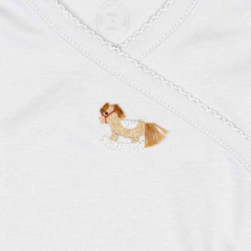 Embroidered Three Piece Set, Rocking Horse Blue - Wild Wawa | Maisonette