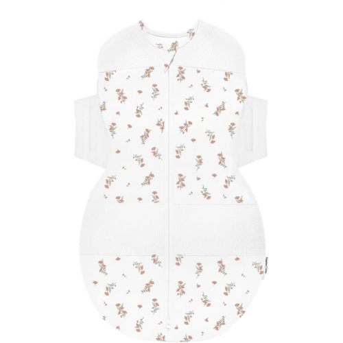 Happiest Baby SNOO Sleep Sack - 100% Organic Cotton Baby Swaddle Blanket - Doctor Designed Promotes Healthy Hip Development (Ivory Wildflowers, X-Large)