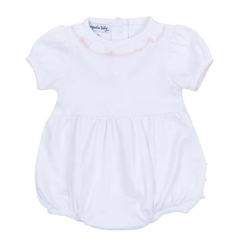 Essentials White Ruffle Bubble - Pink Trim