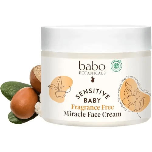 Babo Botanicals Sensitive Baby Fragrance-Free Miracle Cream - Face & Body Moisturizer - For Sensitive Skin - Calendula, Shea Butter, Coconut Oil - EWG Verified - Fragrance-Free - For Babies & Kids