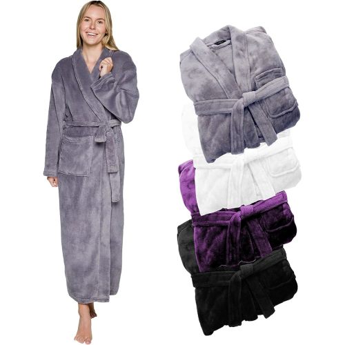 Womens Plush Fleece Bath Robe, Fluffy Long Bathrobe