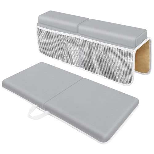Ziixuper Baby Bath Kneeler and Elbow Rest Pad Set, Memory Foam Cushion with Toy Storage Organizer, Comfortable Bathtub Mat for Bathing Infant Support Non Slip Bath Time Essentials