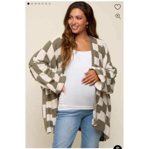Olive Checkered Print Oversized Maternity Cardigan – PinkBlush
