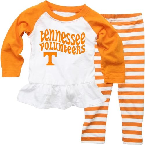 Wes and Willy NCAA Infant Girls Ruffle Raglan Set,Tennessee Volunteers,6M,TN Orange