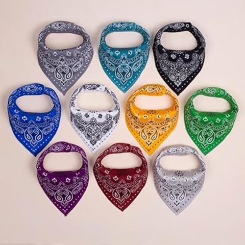Maiwa 10 Pack Baby Triangle Bandana Bibs for Boys Girls for Drool Teething Eating with Snaps