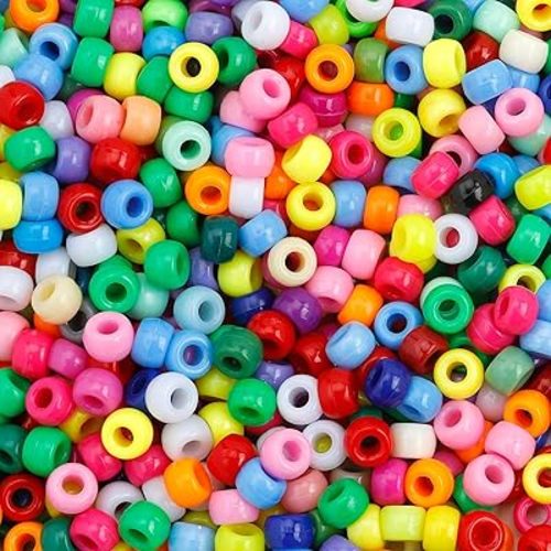 Pony Beads 1100 Pcs,Beads for Jewelry Bracelets Making,Bracelet Bead,Plastic Hair Bead for Braids for Girls for Craft,Gifts for Girls (Multicolored)