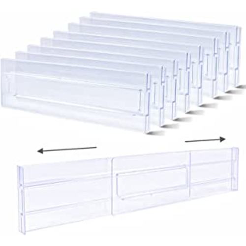 Amazon.com: KIKILIE 8 Pack Clear Drawer Dividers, Expandable 11-19'' Dresser Organizers Transparent , for Clothing & Underwear, Plastic Dividers Clothes, (DD5250) : Home & Kitchen