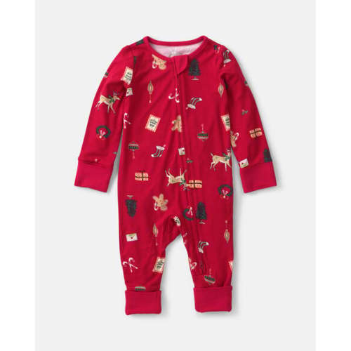 Baby Christmas PurelySoft™ 2-Way Zip Sleep & Play Pajamas - Red | Carter's