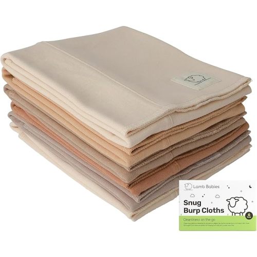 Snug Baby Cotton Burp Cloths, 20" x 12" Absorbent Cotton Burp Cloth Set for Newborn Boys and Girls, Lightweight Soft Color Feeding Essentials, Shoulder Drape and Diaper Bag Must-Have, Brown