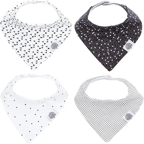 Parker Baby Bandana Drool Bibs - 4 Pack Gray Baby Bibs for Boys, Girls, Unisex - "Shadow Set"