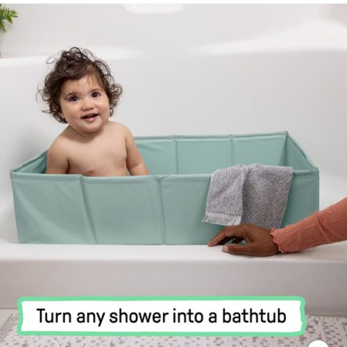 Ingenuity Tuckaway Toddler Folding Tub, Converts Shower to Tub, Folds to Store, Easy to Clean, No Assembly Required, Portable Baby Bathtub for Travel, 12M-5Y