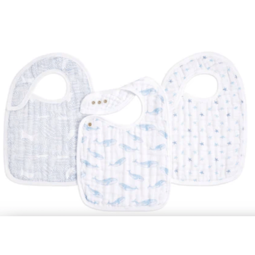 organic cotton snap bibs 3 pack oceanic | aden + anais