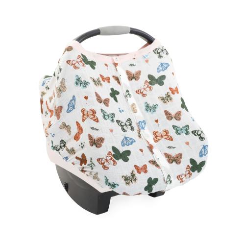 Cotton Muslin Car Seat Canopy - Butterflies