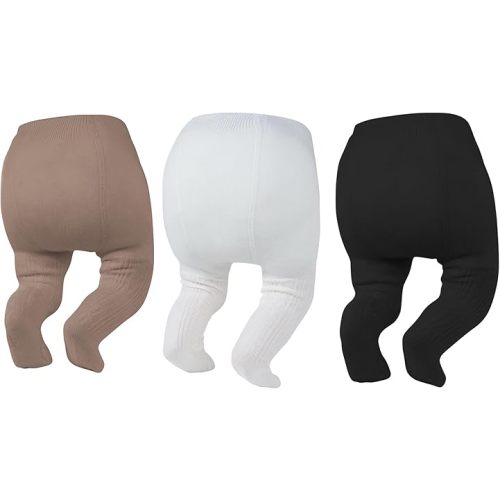 Zando 3Pack Newborn Baby Girls Tights Infant Cable Knit Winter Cotton Warm Footed Tights Leggings Stockings Pantyhose 0-4T