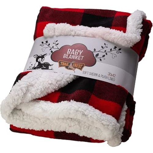 Ultra Soft Sherpa Fleece Plaid Baby Blanket | Cozy, Plush Throw Blanket for Kids | Reversible Plaid | Washable | Wide Size for Extra for Warmth & Comfort | Cute