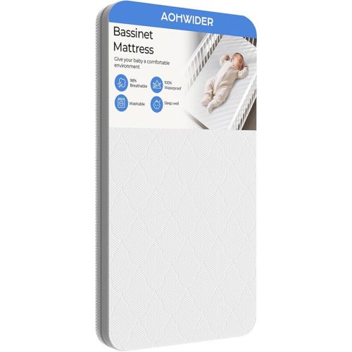 33x19 Rectangle Baby bassinet mattress: 2" Thick Dual Side Gel Memory Foam Bassinet Mattress for ANGELBLISS 3 in1/BabyBond/Cowiewie/JimgloBassinet/HARPPA - Exact Fit Replacement Bedside Bassinet